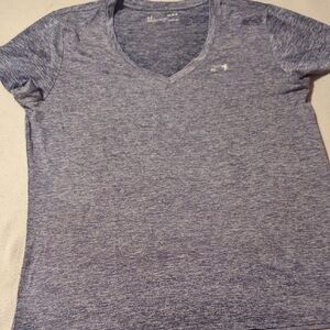 Under Armour Women’s Heathered V-Neck Performance Tee in Navy/Gray